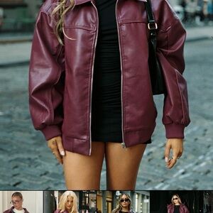 Princess Polly Deep Burgundy Leather Jacket